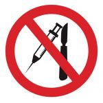 Забраняващ знак, Знак забранено за остри предмети