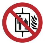 Знак за пожарна безопасност, Забранителен знак, Забранено използването на асансьора при пожар
