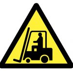 Предупредителен знак, Знак внимание преминават индустриални превозни средства, Внимание мотокари
